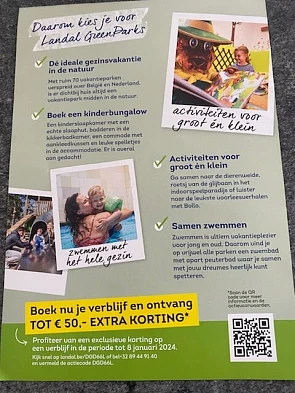 Een kortingscode voor een verblijf bij Landal...