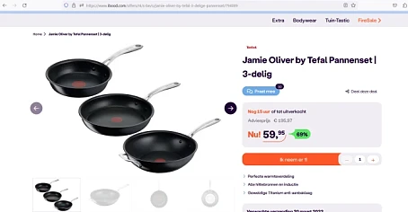 Bij Ibood Tefal Jamie Oliver 3-delige pannens...