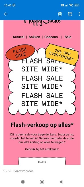 20% korting op alles, exclusief speciale edit...
