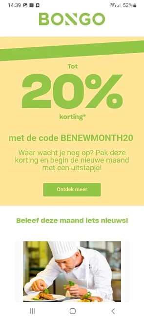 -20% korting op belevenissen en activiteiten...