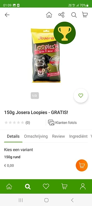 Bij zooplus.nl krijg je gratis 150g josera lo...