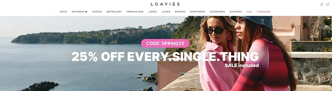 25% korting op alles, inclusief sale bij loav...