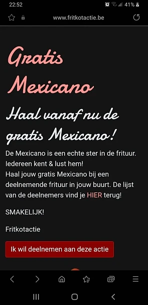 Gratis mexicano nog t.e.m morgen door de frit...