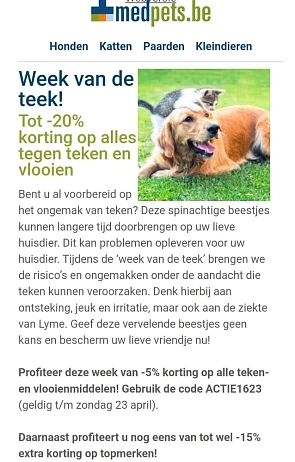 Korting bij Medpets.be 20% op alles tegen vlo...