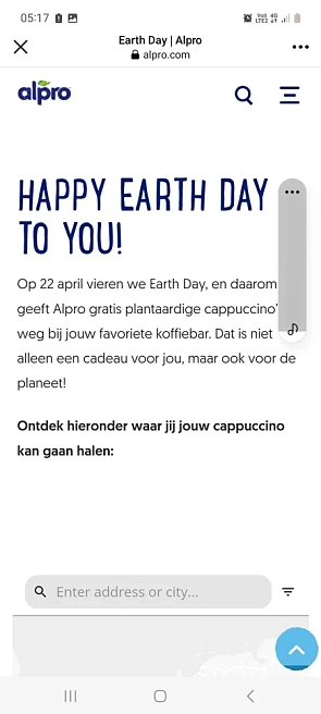 https://www.alpro.com/benl/earthday/ 22/4 hap...
