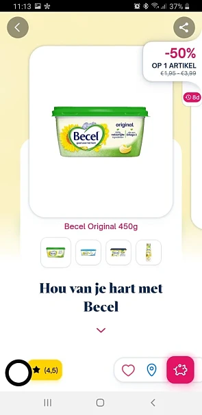 Via shopmium app -50% cashback op de becel bo...