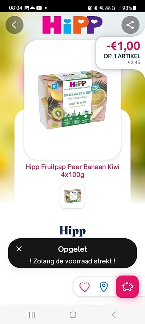 Shopmium -€1,00 hip fruitpap peer banaan kiwi...