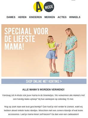 Op 13/05 krijg je bij je aankoop bij A-Mode e...