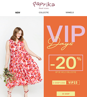 Vip days bij paprika: 20% korting op de hele...
