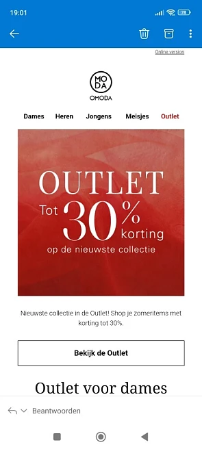 Outlet bij omoda.be tot 30% korting op een se...