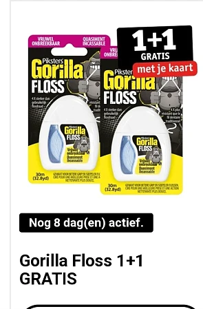 Kruidvat clubpromo 1+1 gratis gorilla floss m...