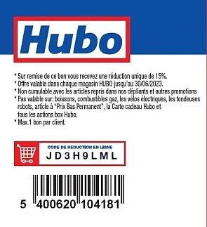 15% de réduction sur TOUT chez HUBO 🤩 ✅ Voi...