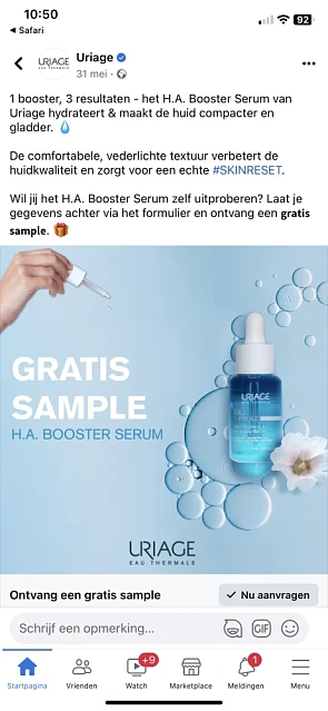 Gratis staaltje: booster serum van uriage ht...