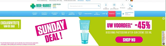 Sunday Deal bij medi-market: -45% op Bioderma...
