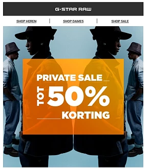 Private sale bij g-star Raw: tot -50% korting...