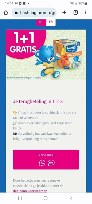1 +1 pack gratis bij aankoop v Nestlé fruit c...