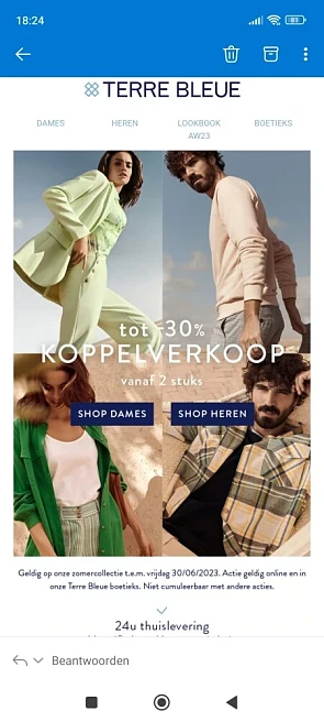 Koppelverkoop bij Terre bleue; tot.-30% op ee...
