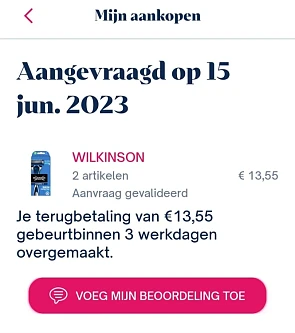 Shopmium wilkinson -60% bij 2 stuks. Gekocht...