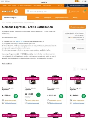 Siemens Espresso - Gratis koffiebonen Bij aan...