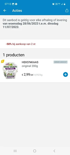 Collect and go Heks'nkaas 2.99€/st vanaf 28/...