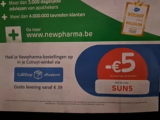 Newpharma -€5 bij aankoop vanaf €49* code gel...