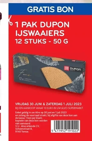 Alvo bon in folder gratis pak dupon ijswaaier...