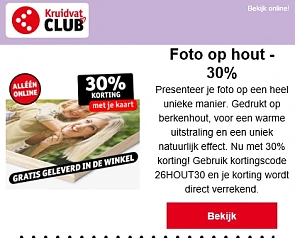 30% korting op foto op hout bij kruidvat.be,...