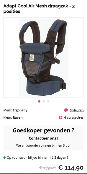 Deze draagzak van Ergobaby Adapt Cool Air Mes...