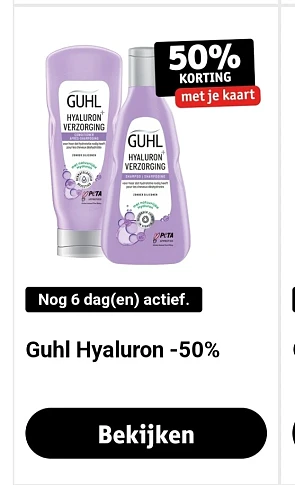 Kruidvat clubpromo 50% korting guhl hyaluron...