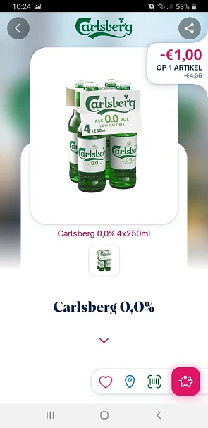 Carlsberg 0% alcohol via de shopmium app krij...