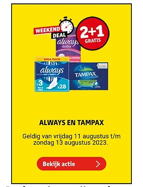 Kruidvat weekenddeal 2+1 gratis tampax en alw...