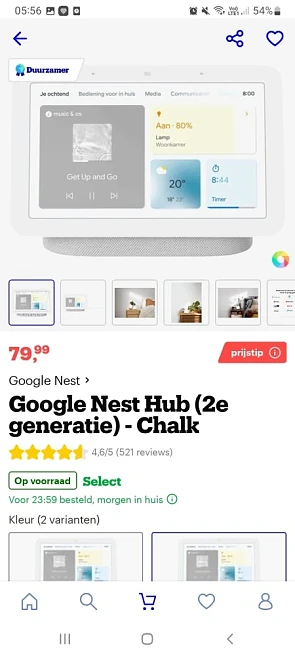 Google Nest Hub (2 de generatie) BOll.com 79...