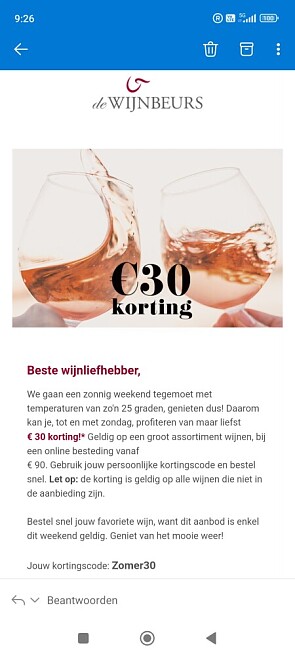 €30 korting bij besteding vanaf €120 op wijne...