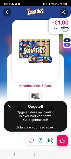 Shopmium -€1,00 smarties melk 6-pack