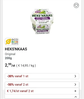 Collect&go heks'nkaas original 200g vanaf 2 s...