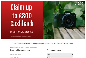 Fujifilm GFX Summer Promotion tot €800,- cash...