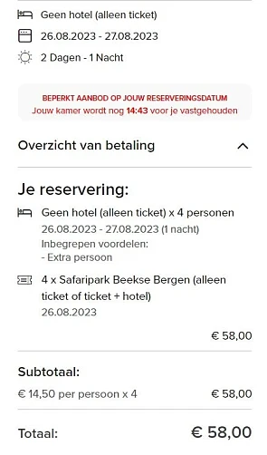 Toegangsticket Beekse Bergen € 15 in plaats v...
