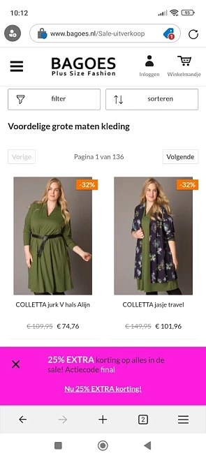 Solden tot -80% en met deze code krijg je 25%...