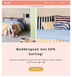 Beddengoed met 50% korting bij Fonq Op divers...
