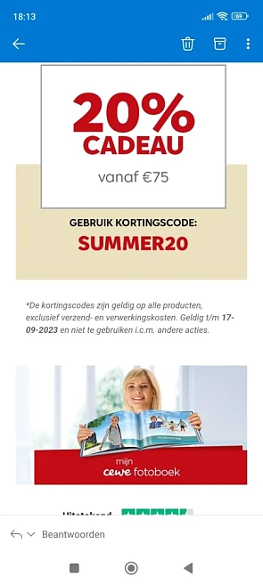 20% korting bij aankoop vanaf €75 code SUMMER...