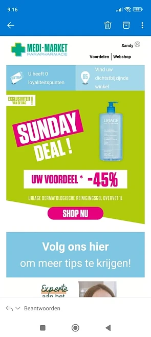 Dagdeal bij medi market: 45% op Uriage Derma...