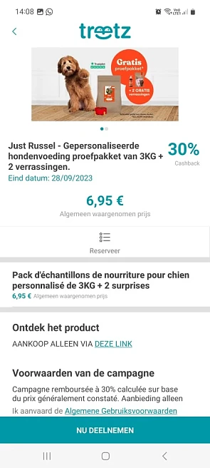Treetz 30% cashback just russel gepersonalise...