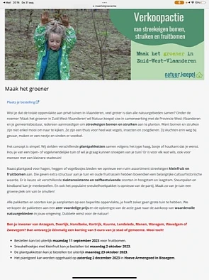 Maak het groener in Zuid-West-Vlaanderen’ wil...
