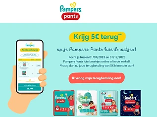 Pampers Krijg €5 terug op je Pampers Pants lu...