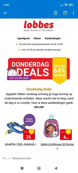 Donderdag deal bij Lobbes.nl: tot -64% op een...