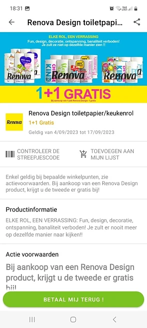 Myshopi 1+1 renova fesing toiletpapier/keuken...