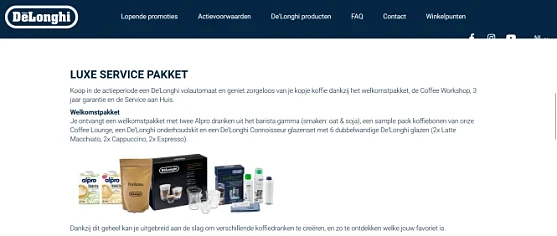 De’Longhi LUXE SERVICE PAKKET bij espressomac...