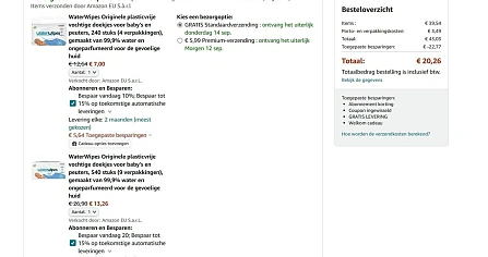 Bij amazon de koopje gedaan . 780 waterwipes...