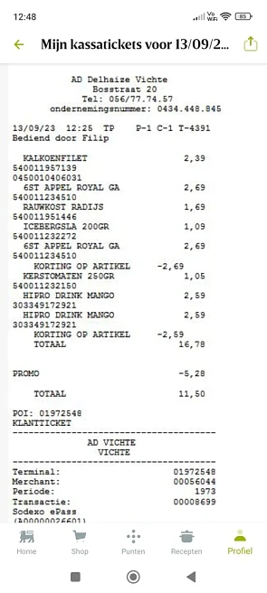 Aankoop Delhaize: 1+1 appels Royal gala €2,69...