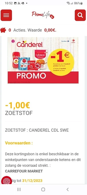 Bij aankoop v 1 canderel zoetstof naar keuze...
